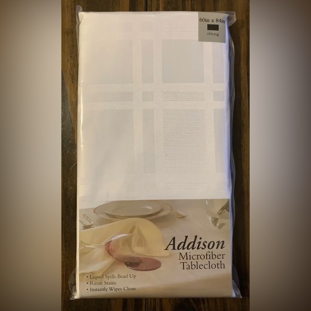 Addison Microfibre 60x84 Oblong Tablecloth White